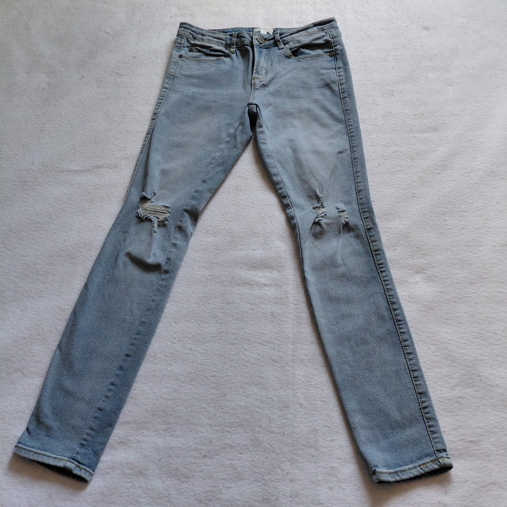 Kendall Kylie Women Skinny Jeans Size 3 4 Light Wash Distressed Stretch Mid Rise